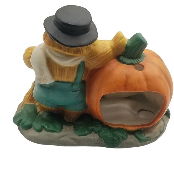 Vintage Halloween Candle Holder Jack O Lantern Scarecrow - Picture 4 of 10